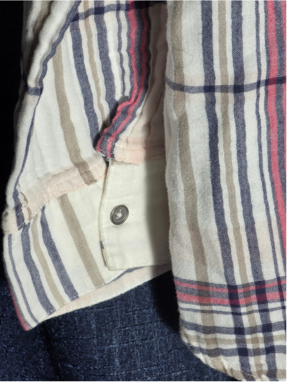 Women's Tribal Jeans White Pink Plaid Button Down Shirt M paisley country chic - Picture 4 of 6